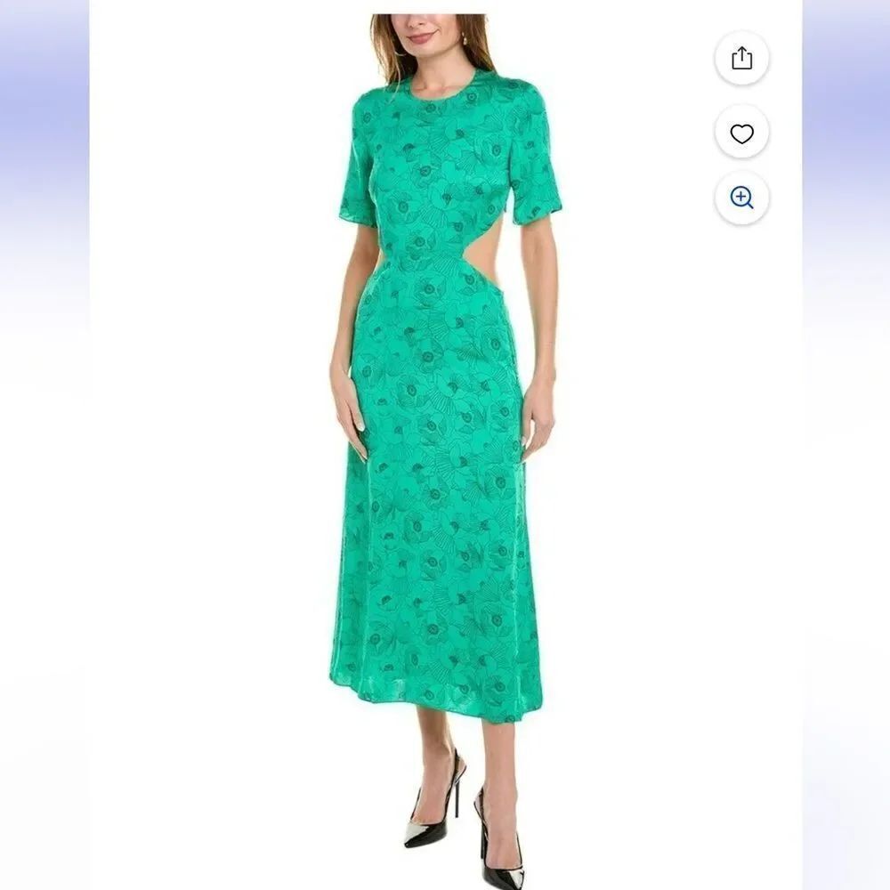The Kooples Graphic Poppies Cutout Midi Dress NWT